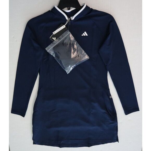 adidas HS8959 Women's Sz M Collegiate Navy Blue L/S Golf Dress w/Shorts - Picture 1 of 16